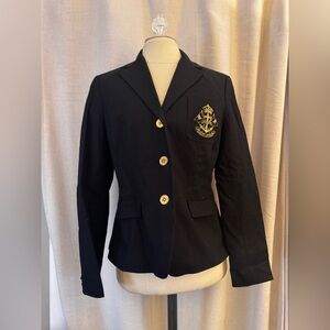 Lauren Ralph Lauren Women's Black cotton Embroidered Logo Blazer Jacket Size M